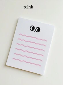 1pc 50-Page Big Eye Wave Line To-Do List Memo Pad, Planner, Message Note, Memo Book Back To School