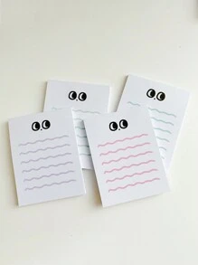 1pc 50-Page Big Eye Wave Line To-Do List Memo Pad, Planner, Message Note, Memo Book Back To School
