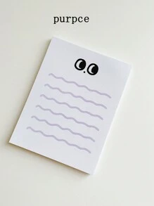 1pc 50-Page Big Eye Wave Line To-Do List Memo Pad, Planner, Message Note, Memo Book Back To School