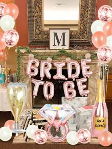 40 Peças Conjunto de Balões de Folha de Alumínio "Bride To Be" de 16 Polegadas em Rosa Dourado, incluindo Anel de Strass, Garrafa de Champanhe, Taças Balões de Folha de Alumínio, Balão de Látex Rosa Dourado e Branco e Balão de Confete Multicolorido. Ideal para Chás de Panela, Festas de Despedida de Solteira, Decorações de Noivado, Natal - Multicolorido - Visão 5