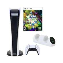 Sony PlayStation 5 Digital Console With The Smurfs Game And Dock - Open White - View 1