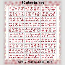 30入組傳統服飾貼紙，供女孩貼於額頭 - 紅色 - 查看 2