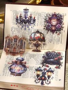 1包裝/12入組復古手帳貼紙，創意美學黏貼貼紙，DIY裝飾拼貼材料，節日禮物，個性化剪貼簿學校文具 - 彩色 - 查看 1