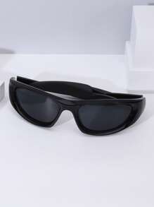 Y2K Style Techno Cool Fashion Sunglasses - Black - View 1