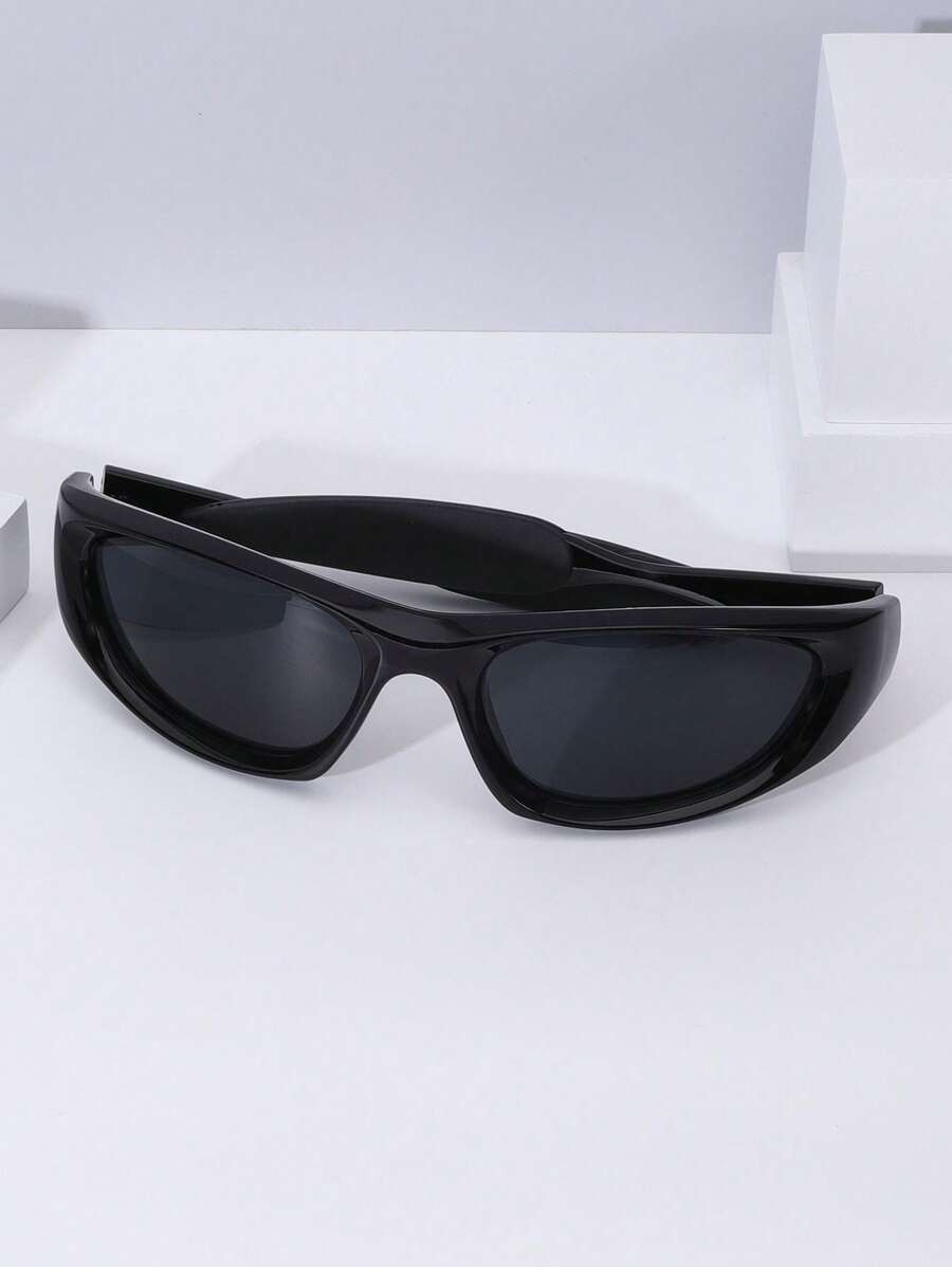 Y2K Style Techno Cool Fashion Sunglasses - Black - View 1