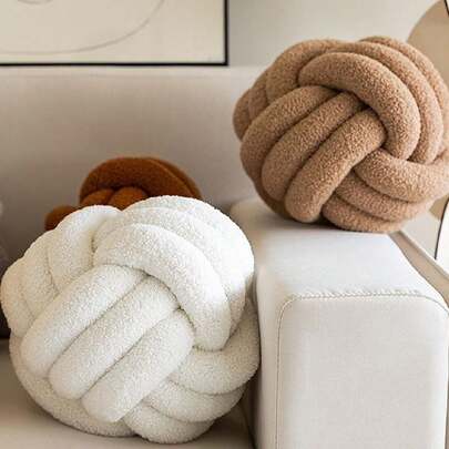 1 件手工打结球枕，家居装饰加厚羊毛，装饰沙发垫或床头枕