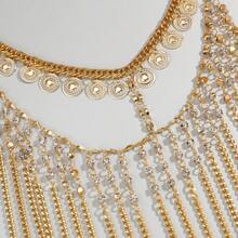 1pc Women's Fashionable Rhinestone-Studded Chain Tassel Face Mask Necklace For Party Or Event