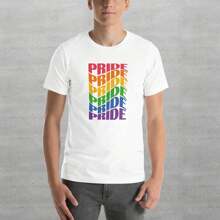 LGBT Pride T-Shirt. "PRIDE Waves." Diversity T-Shirt, Equality Print. White T-Shirt, Short Sleeve. Round Neck.
