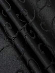 Floral Pattern Jacquard Satin Tablecloth, Square Shape With A Touch Of Luxury And Available In Multiple Sizes, Ideal For Home And Kitchen Decor, Such As Tablecloth, Bedside Table Cloth, Or Decorative Cover. Suitable For Kitchen/Dining/Party Use 1pc. - Black - View 6