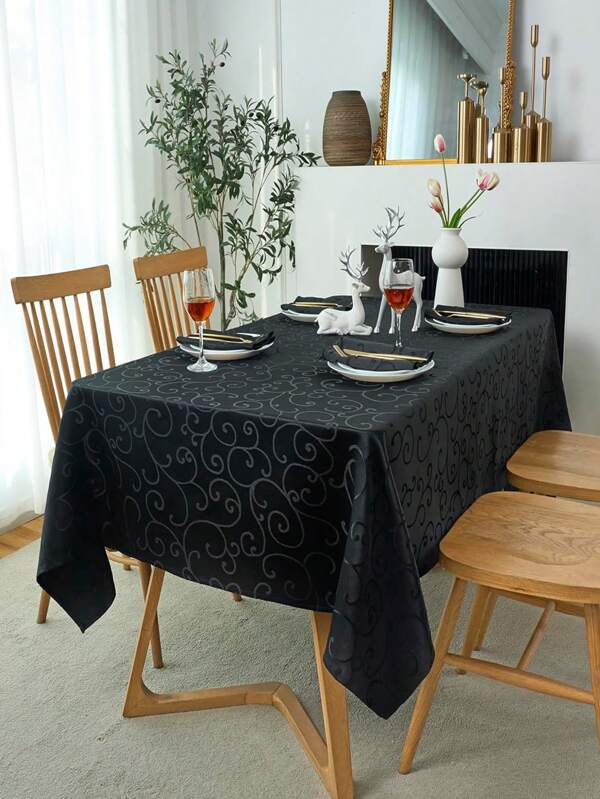 Floral Pattern Jacquard Satin Tablecloth, Square Shape With A Touch Of Luxury And Available In Multiple Sizes, Ideal For Home And Kitchen Decor, Such As Tablecloth, Bedside Table Cloth, Or Decorative Cover. Suitable For Kitchen/Dining/Party Use 1pc.