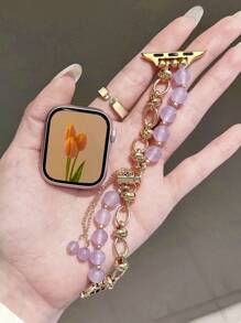 1pc Women's Purple Cat Eye Stone Strap Compatible With Apple Watch 38/40/41/42/44/45/49/46mm, Compatible With Apple Watch Ultra2/Ultra/SE/10/9/8/7/6/5/4/3/2/1