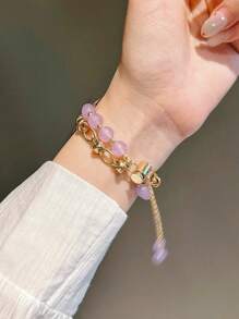 1pc Women's Purple Cat Eye Stone Strap Compatible With Apple Watch 38/40/41/42/44/45/49/46mm, Compatible With Apple Watch Ultra2/Ultra/SE/10/9/8/7/6/5/4/3/2/1