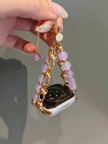 1pc Women's Purple Cat Eye Stone Strap Compatible With Apple Watch 38/40/41/42/44/45/49/46mm, Compatible With Apple Watch Ultra2/Ultra/SE/10/9/8/7/6/5/4/3/2/1