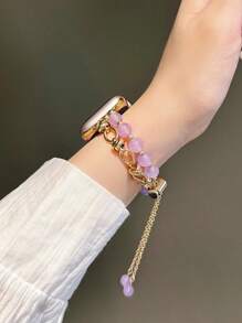 1pc Women's Purple Cat Eye Stone Strap Compatible With Apple Watch 38/40/41/42/44/45/49/46mm, Compatible With Apple Watch Ultra2/Ultra/SE/10/9/8/7/6/5/4/3/2/1