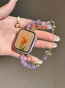 1pc Women's Purple Cat Eye Stone Strap Compatible With Apple Watch 38/40/41/42/44/45/49/46mm, Compatible With Apple Watch Ultra2/Ultra/SE/10/9/8/7/6/5/4/3/2/1