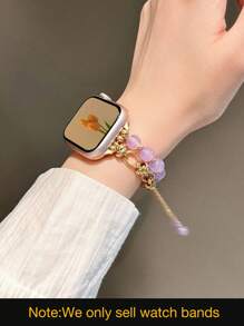 1pc Women's Purple Cat Eye Stone Strap Compatible With Apple Watch 38/40/41/42/44/45/49/46mm, Compatible With Apple Watch Ultra2/Ultra/SE/10/9/8/7/6/5/4/3/2/1