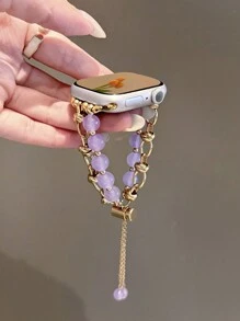 1pc Women's Purple Cat Eye Stone Strap Compatible With Apple Watch 38/40/41/42/44/45/49/46mm, Compatible With Apple Watch Ultra2/Ultra/SE/10/9/8/7/6/5/4/3/2/1
