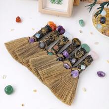1pc Crystal Heart Shape Magic Broom Natural Amethyst Quartz Stone Craft Witch Broomstick Divination Cleansing Home Decoration Christmas Gift - Heart Broom - View 4