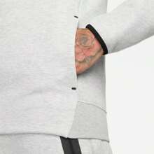 Áo hoodie chui đầu Tech Fleece - Phong cách bạn trai dành cho nam - Xám/đen - Xem 5