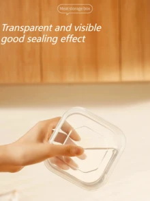 1pc Food Storage Container, Refrigerator Vegetable Freezing Box, Refrigerator Use Meat Separator, Transparent Container For Storage With Visibility, Microwave Heating Safe Storage Box. Segmented Storage Prevents Mixing Flavors - Clear - View 8