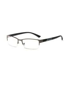 1pc New Style Metal Semi-Rimless Ready-Made Eyeglasses For Businessmen, Super Light Fashion Glasses Frame Glasses Accessories - Multicolor - View 28
