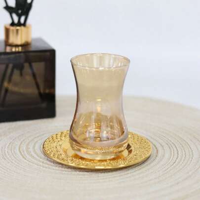 1 Set Gold-Tone Turkish Style Round Plates, Dessert Plates, Snack Plates, Storage Dishes, Coffee/Tea Cups