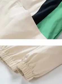 Women Sports Jacket, Contrast Color Windbreaker, Casual Windbreaker - Beige - View 7