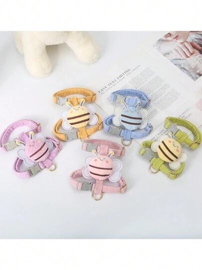 全新卡通狗牽引帶胸背帶套裝，錐形胸背帶寵物牽引帶，適用於狗和貓走路