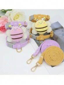 全新卡通狗牽引帶胸背帶套裝，錐形胸背帶寵物牽引帶，適用於狗和貓走路