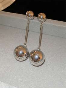 金屬流蘇長耳環，大球造型，夸張華麗復古風格，適用於女性 - 金色 - 查看 3