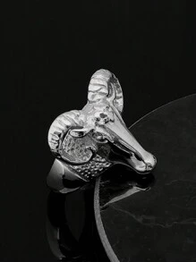 欧洲和美国珠宝个性夸张男士个性羊头戒指山羊角不锈钢戒指 - 戒指 - 查看 5