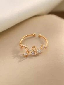 Nooxian 1 chiếc nhẫn hoa mở mạ vàng hồng lãng mạn và thanh lịch dành cho nữ kèm quà tặng Valentine - Vàng - Xem 3