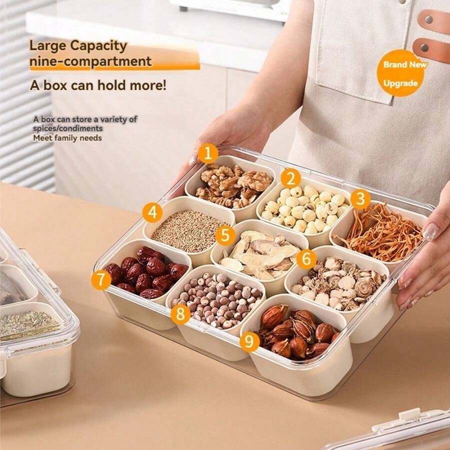 Divided Serving Tray With Lid And Handle, Snackle Box Container For