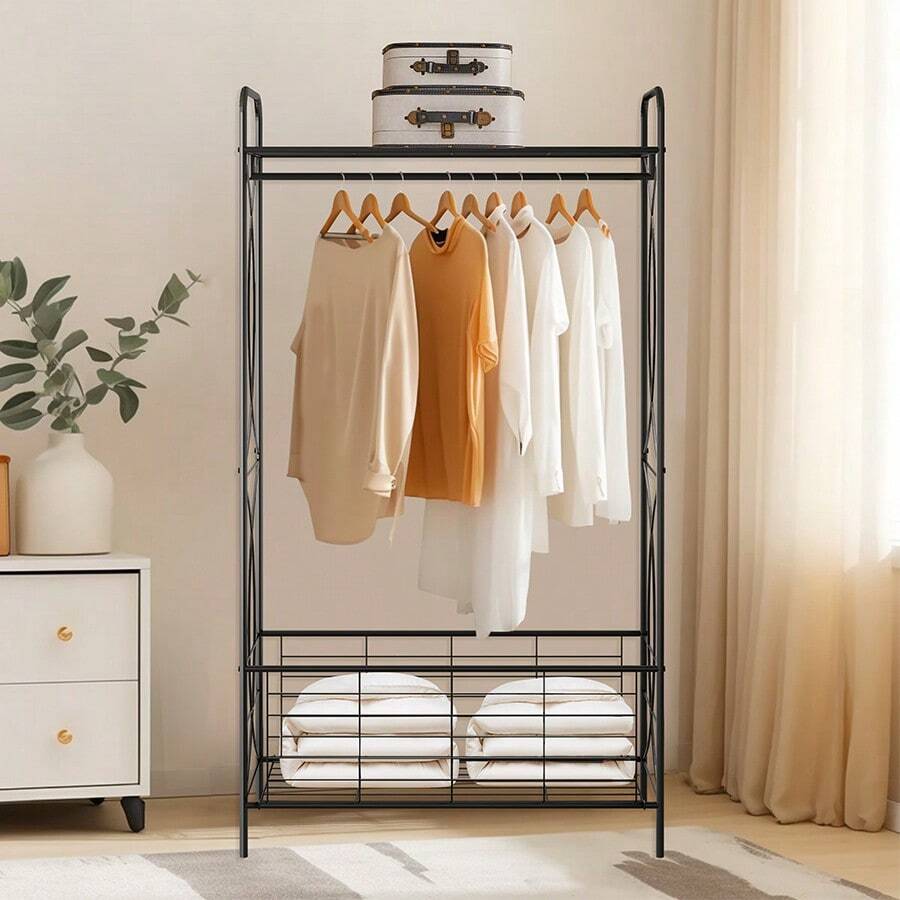 Freestanding Garment Rack, Open-Style Wardrobe, Hanging Rail With Metal ...