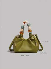 2024 新款纯色极简珍珠手提包，新款中式复古链条单肩斜挎包，小众设计皱褶派对晚宴包女士