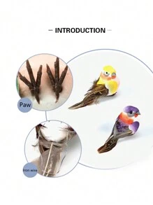 1/6/12入組模擬多彩鳥，帶真羽毛戶外花園裝飾，隨機搭配 - 彩色 - 查看 5