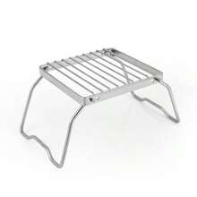 1pc Portable Outdoor Mini Folding Stainless Steel Stove Bracket, Barbecue Shelf Pot Rack Grill Net Support - Silver - View 12
