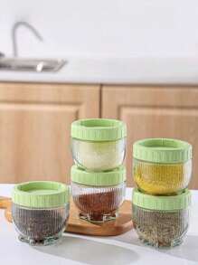 6入組玻璃密封罐，用於穀物和雜物食品存儲，甜點和堅果容器，防潮罐 - 綠色 - 查看 11