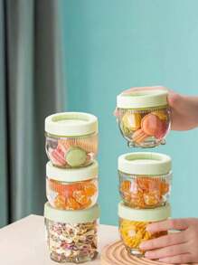6入組玻璃密封罐，用於穀物和雜物食品存儲，甜點和堅果容器，防潮罐 - 綠色 - 查看 9