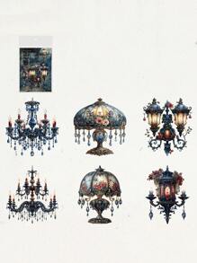 1包裝/12入組復古手帳貼紙，創意美學黏貼貼紙，DIY裝飾拼貼材料，節日禮物，個性化剪貼簿學校文具 - 彩色 - 查看 15