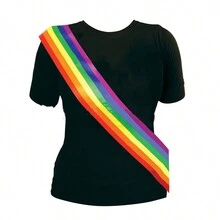 1 bucă cureaua de umăr curcubeu, panglică din poliester curcubeu LGBT populară europeană și americană, banda de petrecere curcubeu