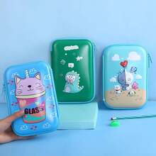 1pc Cartoon Student Pencil Case, Cute Large Capacity Layered Stationery Case, EVA High Aesthetics Widened Three-Dimensional Pencil Case - Multicolor - View 3