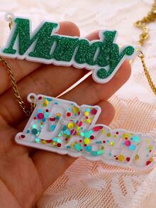 Vòng cổ tên acrylic tùy chỉnh, đầy màu sắc, đơn giản và thời trang, cá nhân hóa, bảng chữ cái màu hồng, dây chuyền cổ nữ, thép không gỉ, dây chuyền vàng 3 mm, mặt dây chuyền khắc, thích hợp cho lễ hội và lễ tốt nghiệp, quà tặng cho bạn cùng lớp khi trở lại trường học - trắng - Xem 11