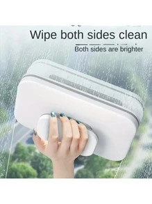 1pc Double-Sided Magnetic Window Cleaner - Handheld, No Battery Needed, Strong Magnet Attachment For High-Rise & Home Windows, 3-10mm Glass Compatibility, Outdoor & Indoor Use, Living Room & Bedroom Accessory - White - View 2