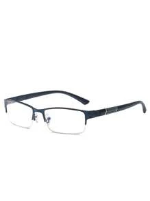 1pc New Style Metal Semi-Rimless Ready-Made Eyeglasses For Businessmen, Super Light Fashion Glasses Frame Glasses Accessories - Multicolor - View 14