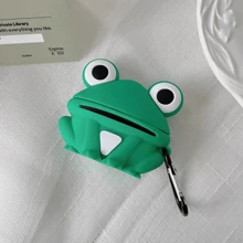 Vỏ AirPods Pro hình chú ếch hoạt hình dễ thương màu xanh lá cây, tương thích với tai nghe Bluetooth không dây thế hệ thứ 1, thứ 2 và thứ 3 của Apple, vỏ bảo vệ để chống rơi - màu xanh lá - Xem 5