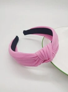 1pc Ladies" Solid Color Candy-Colored Waffle Fashionable Hairband With Knot Design, Simple Hair Accessory For Festivals And Daily Wear,Hairband,Hair Hoop Headbands