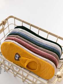 5 Pairs Women's Bear Printed Low Cut Socks, Invisible Anti-Slip Socks, Comfortable And Breathable For Everyday Wear - Multicolor - View 4