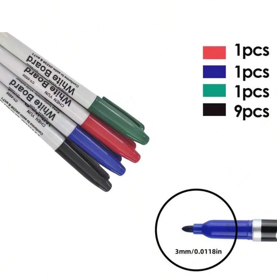 12PCS Whiteboard Markers Pens Erasable Whiteboard Pen Black Fine Point