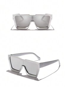 1 cặp kính thời trang cỡ lớn có tròng kính liền, kính thể thao màu bạc dùng khi lái xe và đạp xe cho kỳ nghỉ Halloween ở bãi biển mùa hè, ngoài trời, du lịch - Bạc - Xem 7